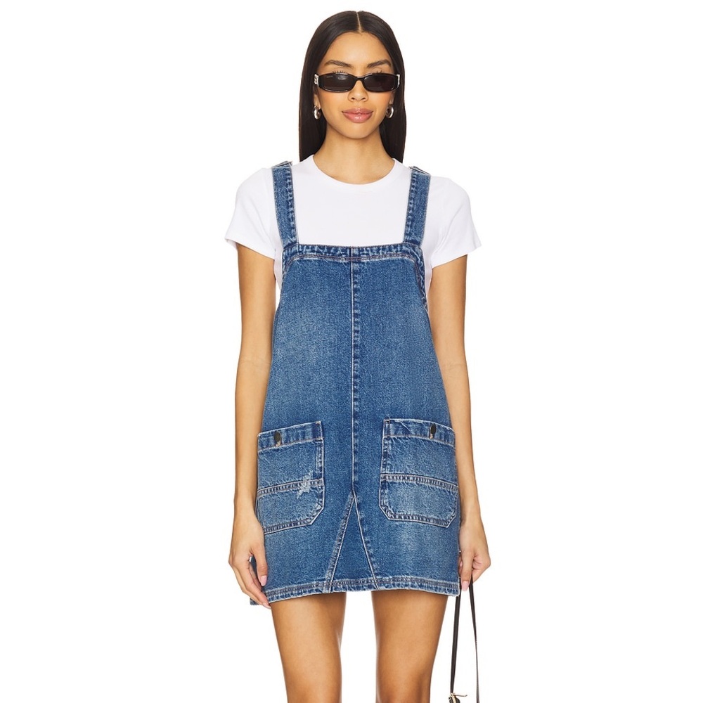 Free People We The Free Overall Smock Mini Dress Sapphire Wash
